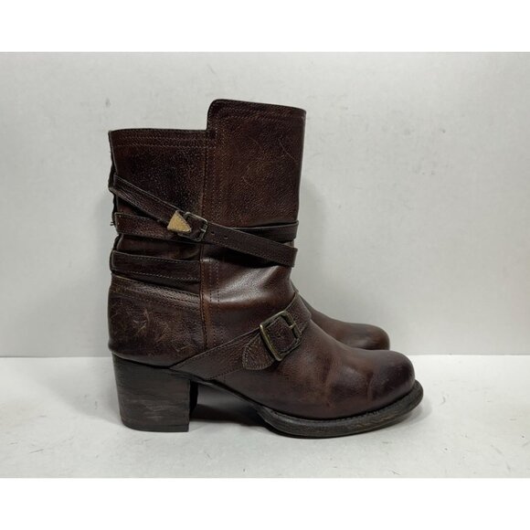Frye Vera Strappy Engineer Boots Women’s Size 8.5 76520 Brown Leather - Picture 1 of 8